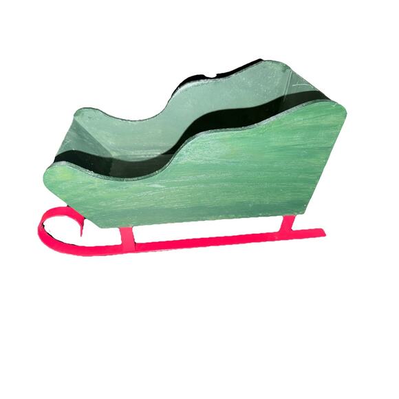 Santa Sleigh Christmas Decor Hand Painted Look 11” - Picture 3 of 4